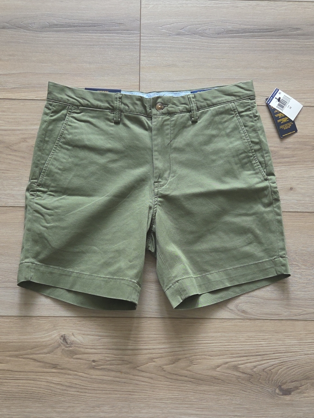 Polo Ralph Lauren Chino Khaki Stretch Straight Fit Shorts Green 32 New